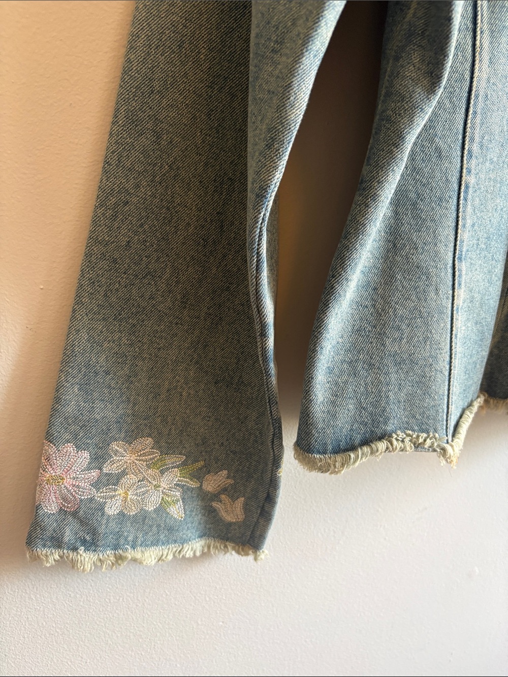Denim Embroidered Floral Jacket - Light Blue - Picture 8 of 8